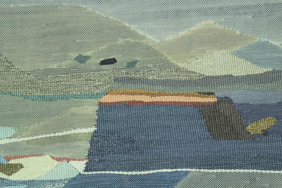 室内調度品 裂地風景画 額装 西陣 呉服屋蔵(K-LC936)