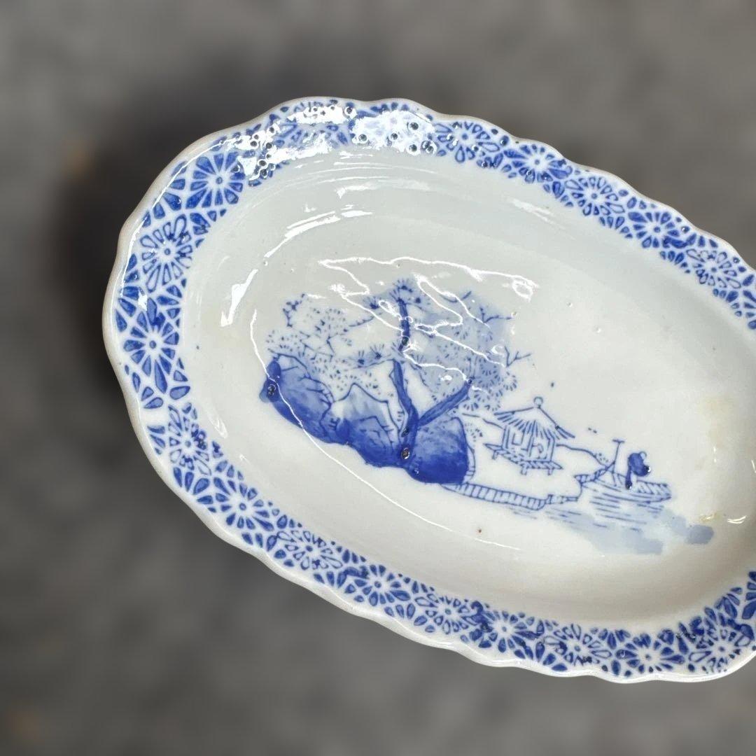 骨董　蔵出し　江戸　舟形　皿　陶器