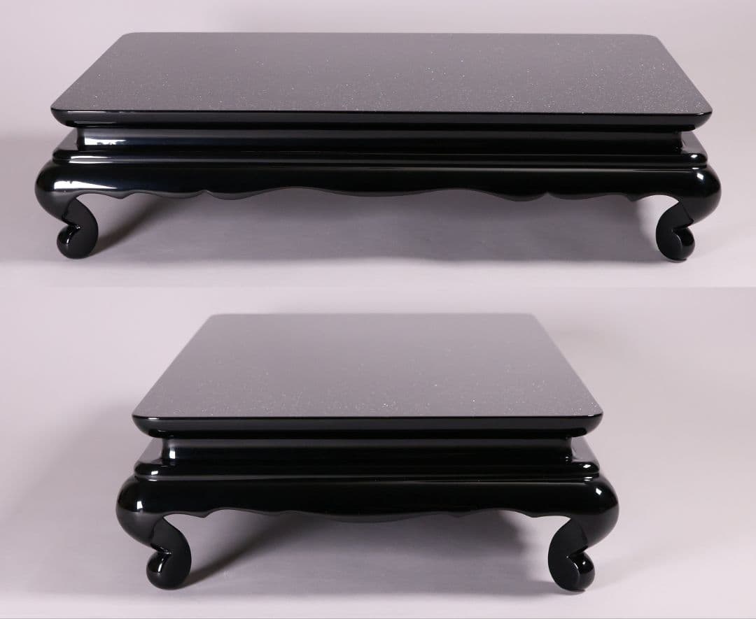 輪島塗 若島量平 青貝梨子地 花台 57×36cm 共箱 木製 平卓【MB62】