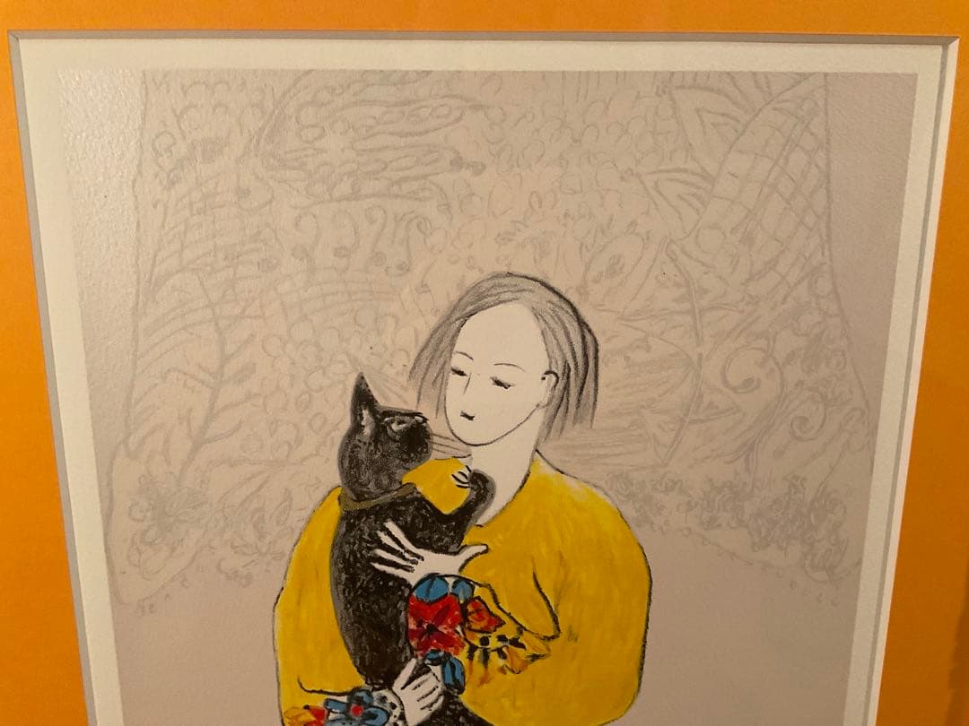 フジ子・ヘミング　「迷い込んだ猫・くりくり」シルクスクリーン　作品証明シール有り