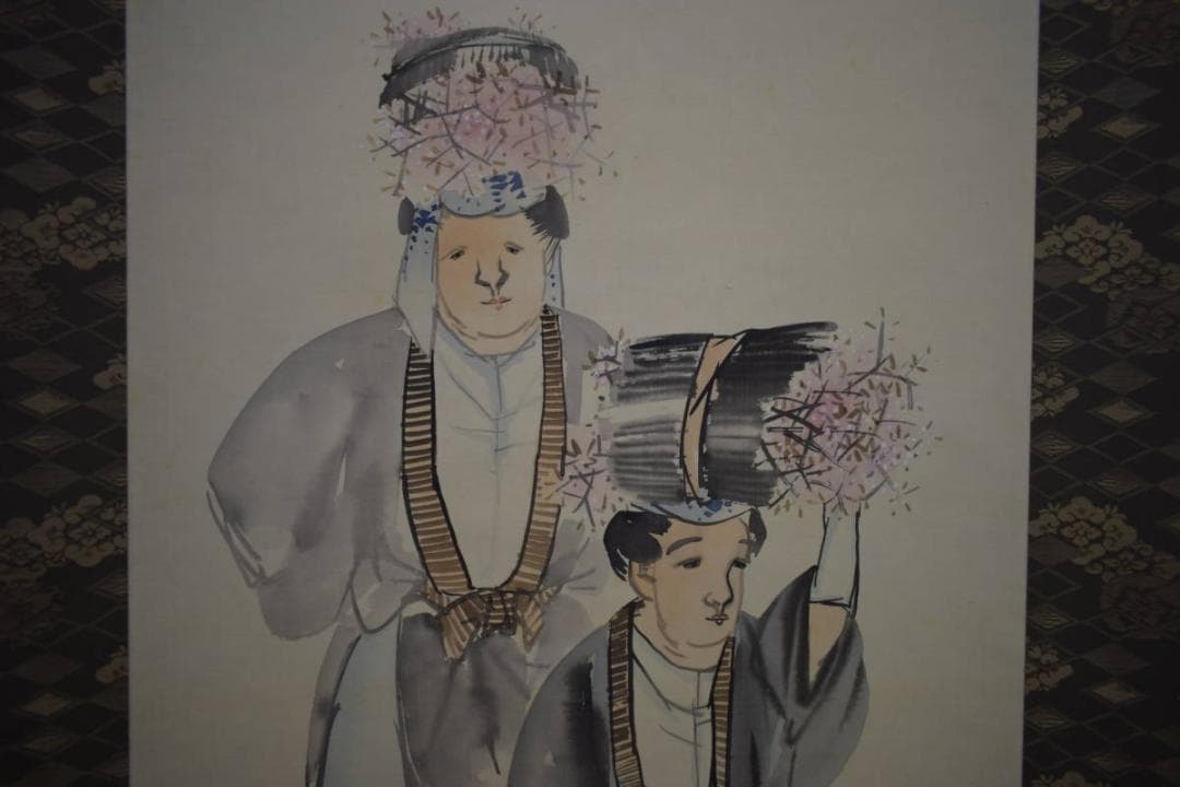 真作/松洞/大原女図/布袋屋掛軸HI-950