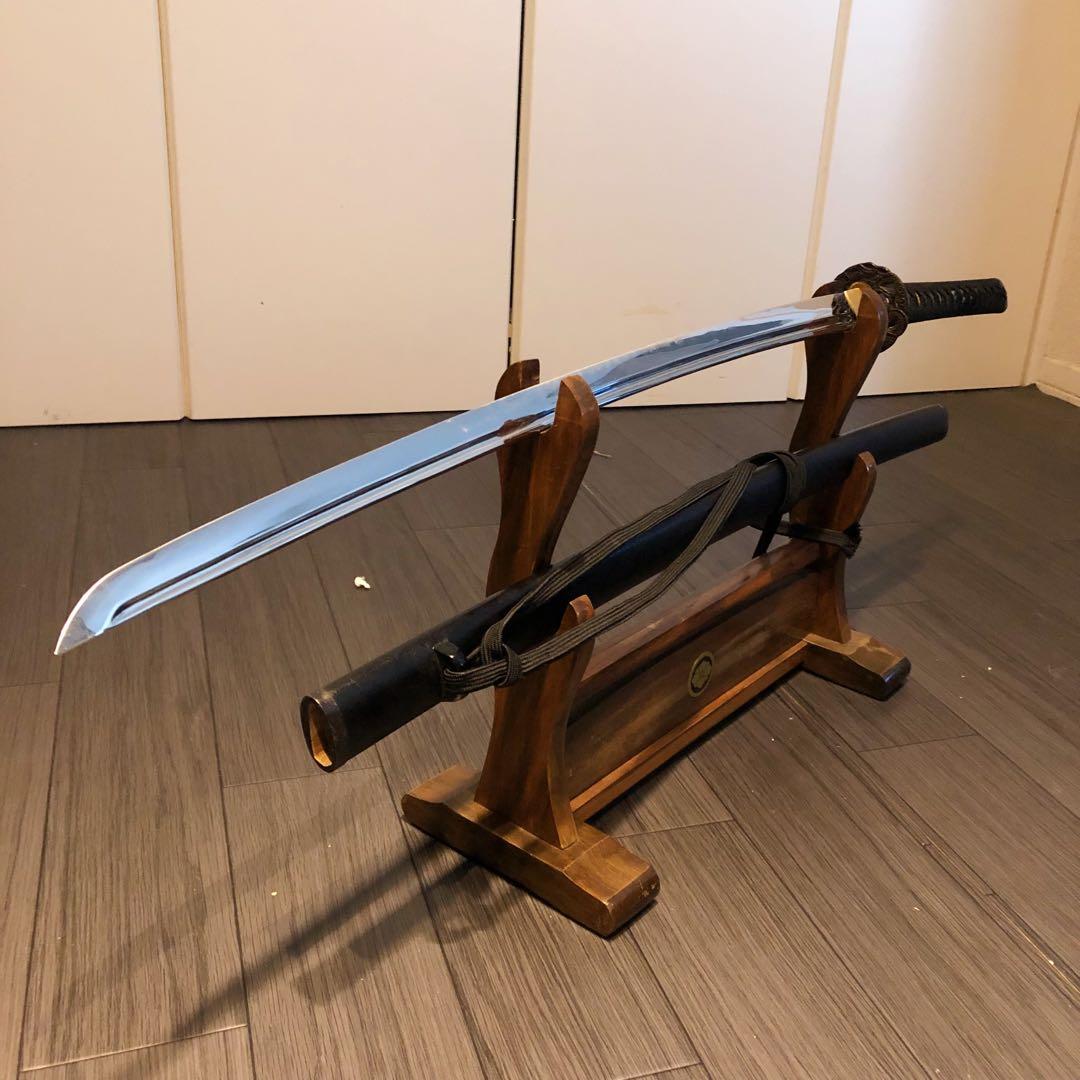 高級模造刀　居合刀　樋入り刀身　黒拵え　亜合金刀身