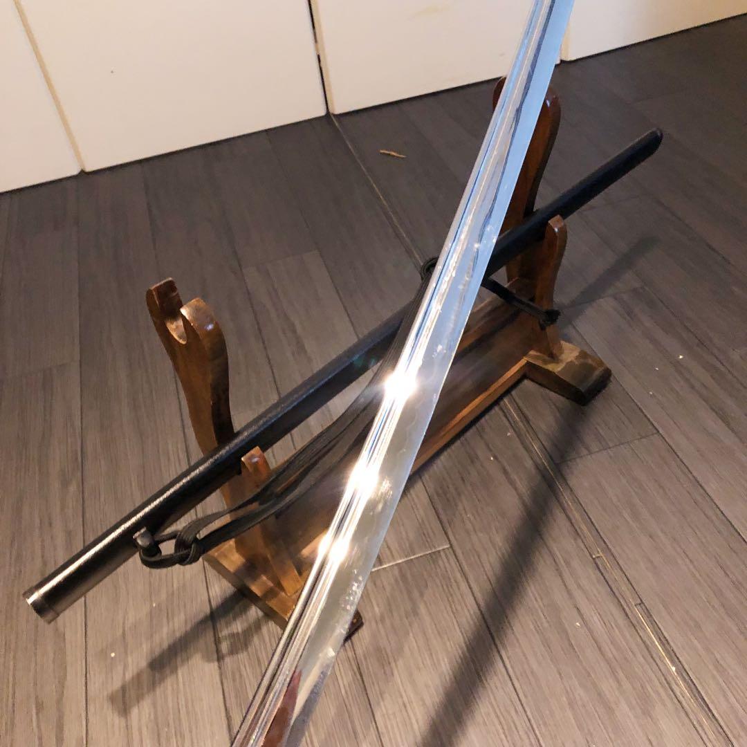 高級模造刀　居合刀　樋入り刀身　黒拵え　亜合金刀身