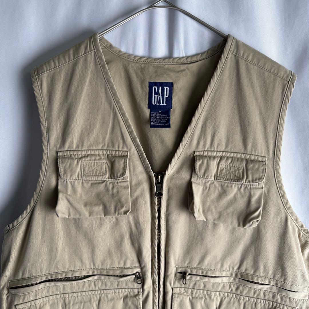 90s OLD GAP コットン サファリ ベスト M ベージュ