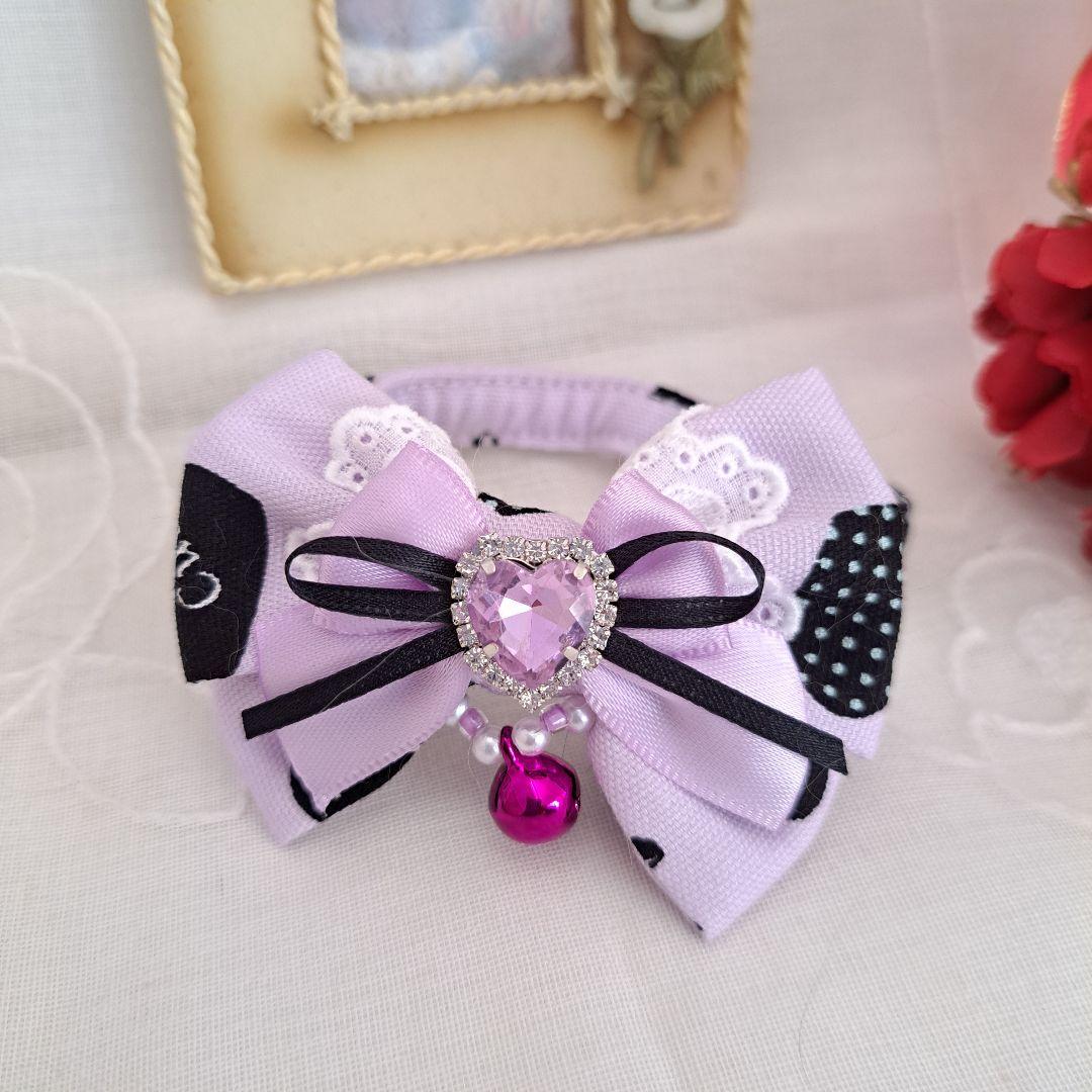 バレンタインハート柄(パープル)わんちゃん猫ちゃん用首輪