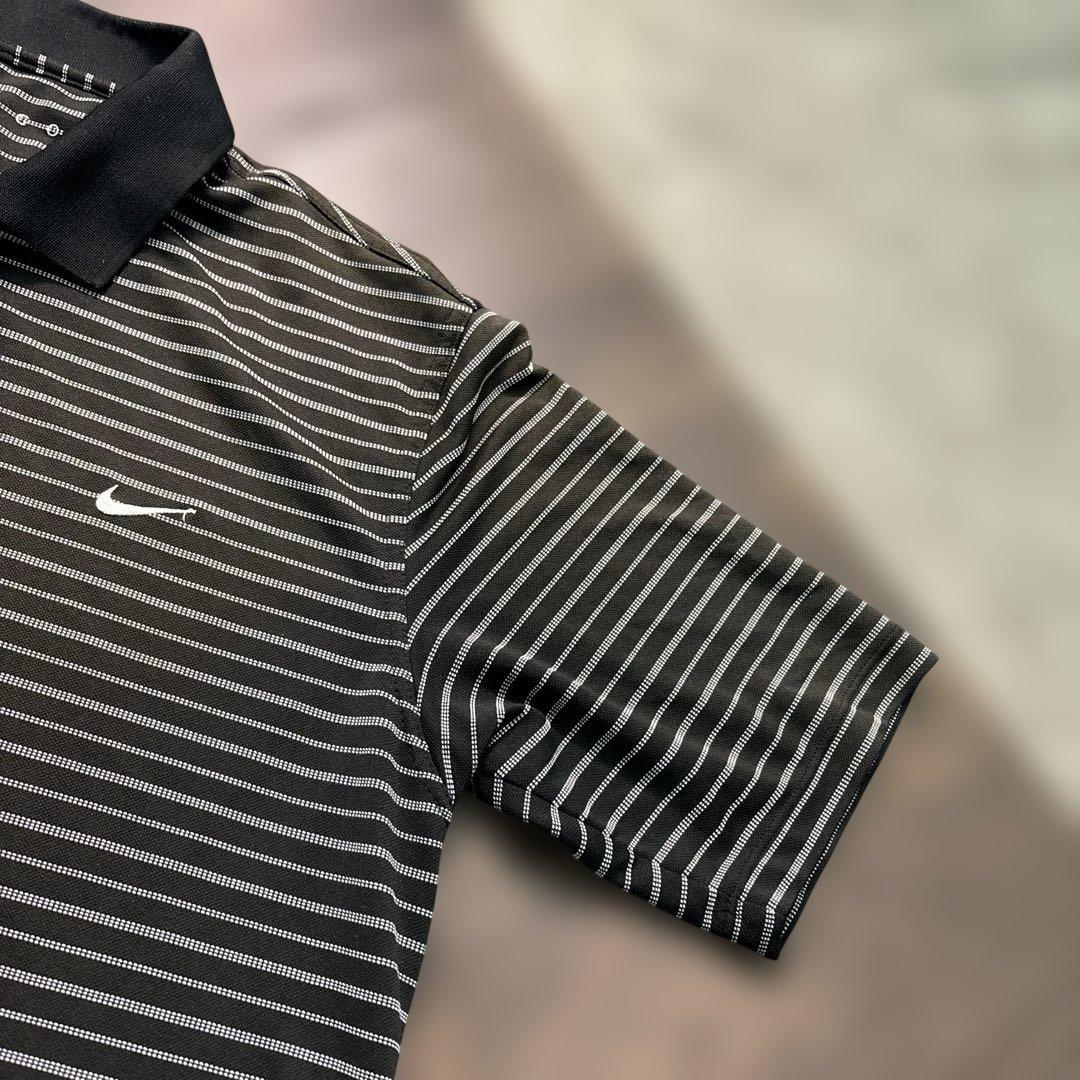 8SM1 NIKE ボーダー半袖ポロシャツ　黒　フェード　古着　used