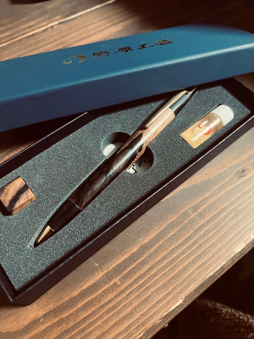 新品未使用 野原工芸 黒柿 ボールペン ゴールド