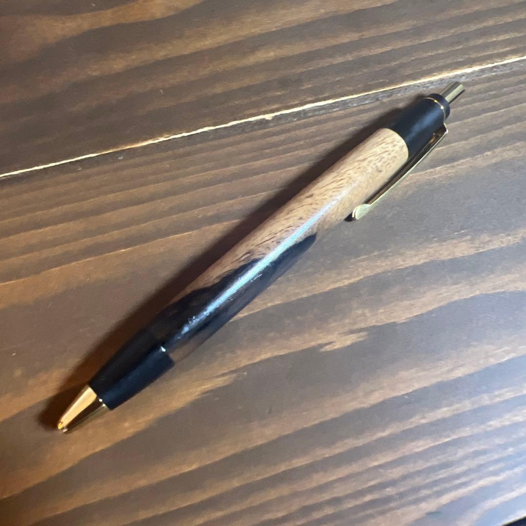 新品未使用 野原工芸 黒柿 ボールペン ゴールド