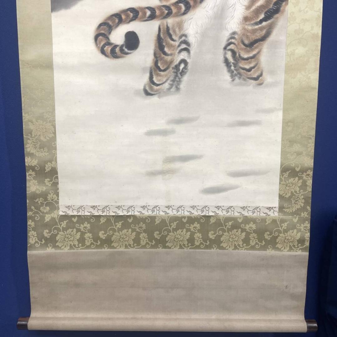 真作/鐵僊/雪中猛虎図/猛虎図/布袋屋掛軸A-237