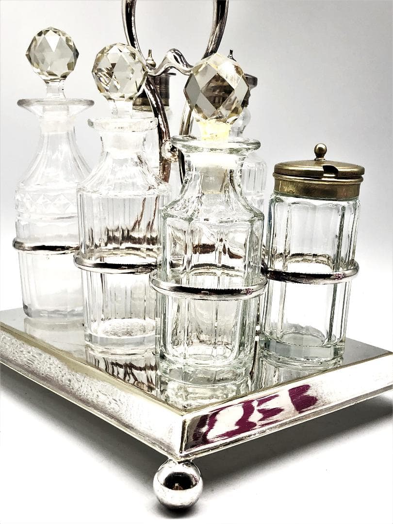 【 1900年ドイツ製　卓上セット 】　ガラス瓶/調味料ボトル