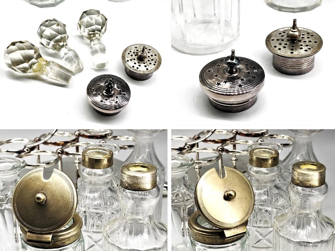 【 1900年ドイツ製　卓上セット 】　ガラス瓶/調味料ボトル