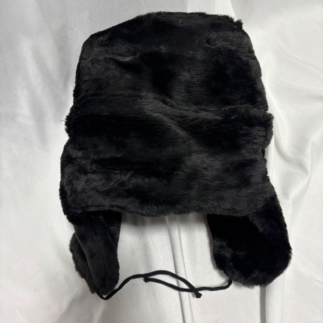 ソ連軍　ロシア軍　ウシャンカ　帽章付き　フライトキャップ　防寒帽　フェイクファー