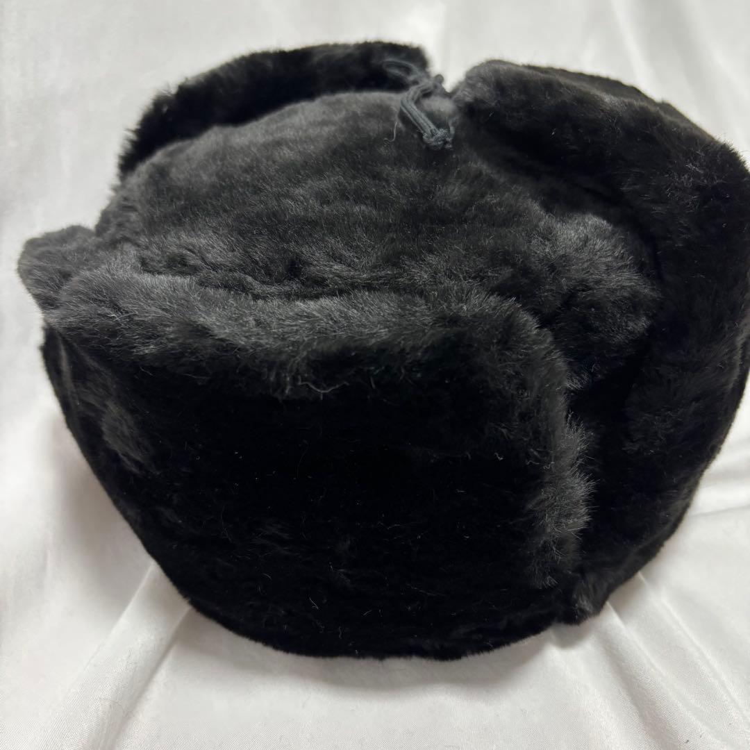 ソ連軍　ロシア軍　ウシャンカ　帽章付き　フライトキャップ　防寒帽　フェイクファー