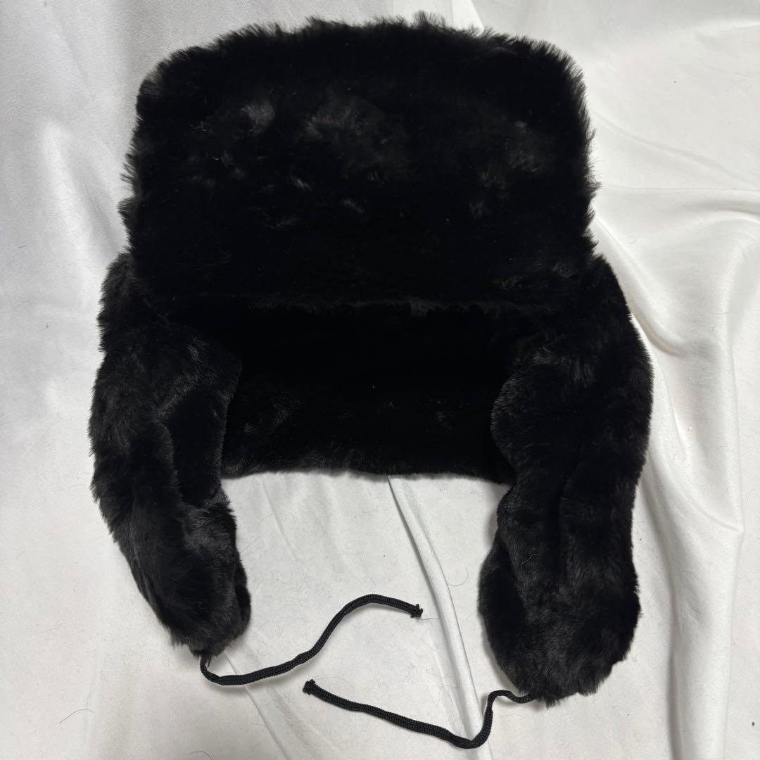 ソ連軍　ロシア軍　ウシャンカ　帽章付き　フライトキャップ　防寒帽　フェイクファー