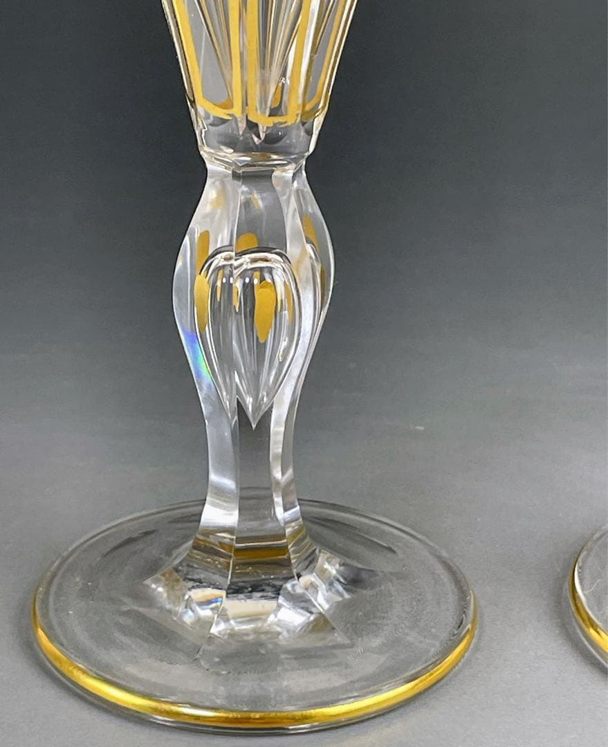 モーゼル 金彩装飾 リキュールグラス ペア シャンパングラス ワイングラス