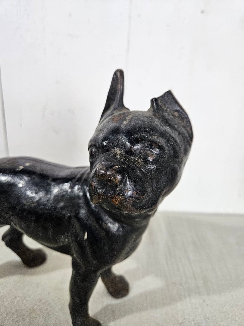 ANTIQUE ボストンテリア 犬の置物 鉄製 ドアストッパー オブジェ 鋳物