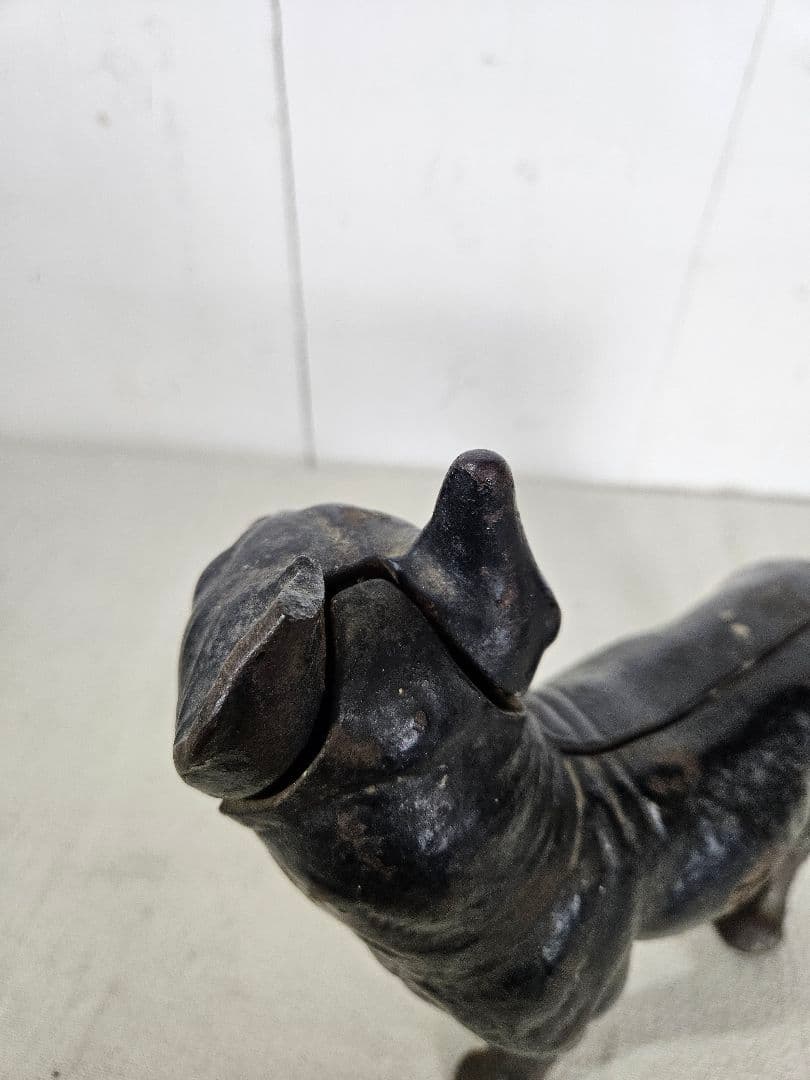 ANTIQUE ボストンテリア 犬の置物 鉄製 ドアストッパー オブジェ 鋳物