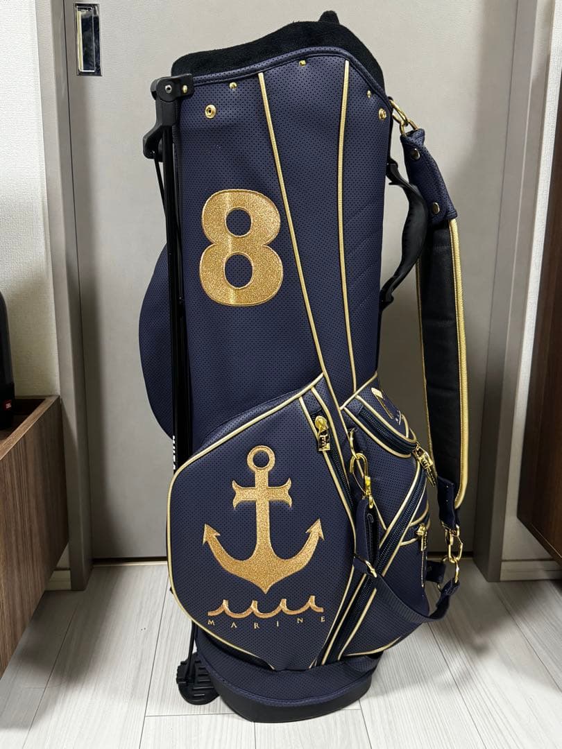 ムータマリン パンチングエシカルレザー スタンドキャディバッグとヘッドカバー