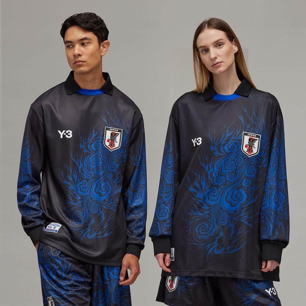 XS Y-3 サッカー日本代表 CW 長袖Tシャツ ブラック×ブルー