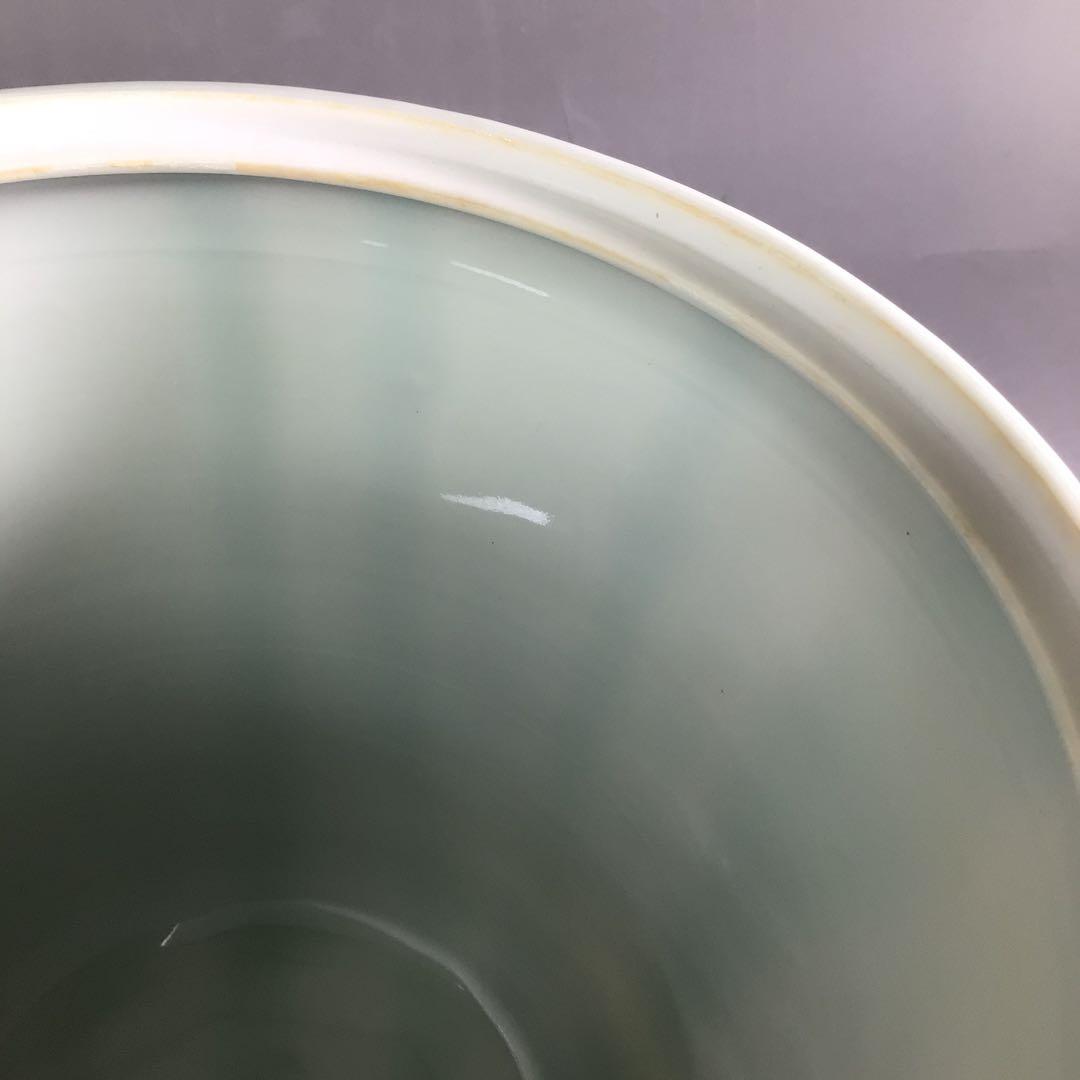 Ｒ６８３　水指　『石崎光四郎造』『青白磁』『末広水指』　共箱　茶道具