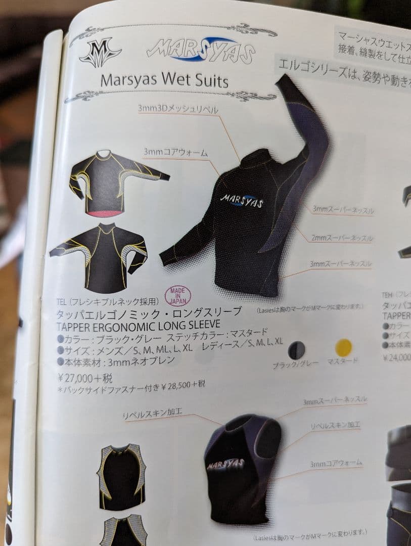マーシャス　サーフィン　カヌー　保温スーツ　試着のみ　裏側アルミ色の保温素材