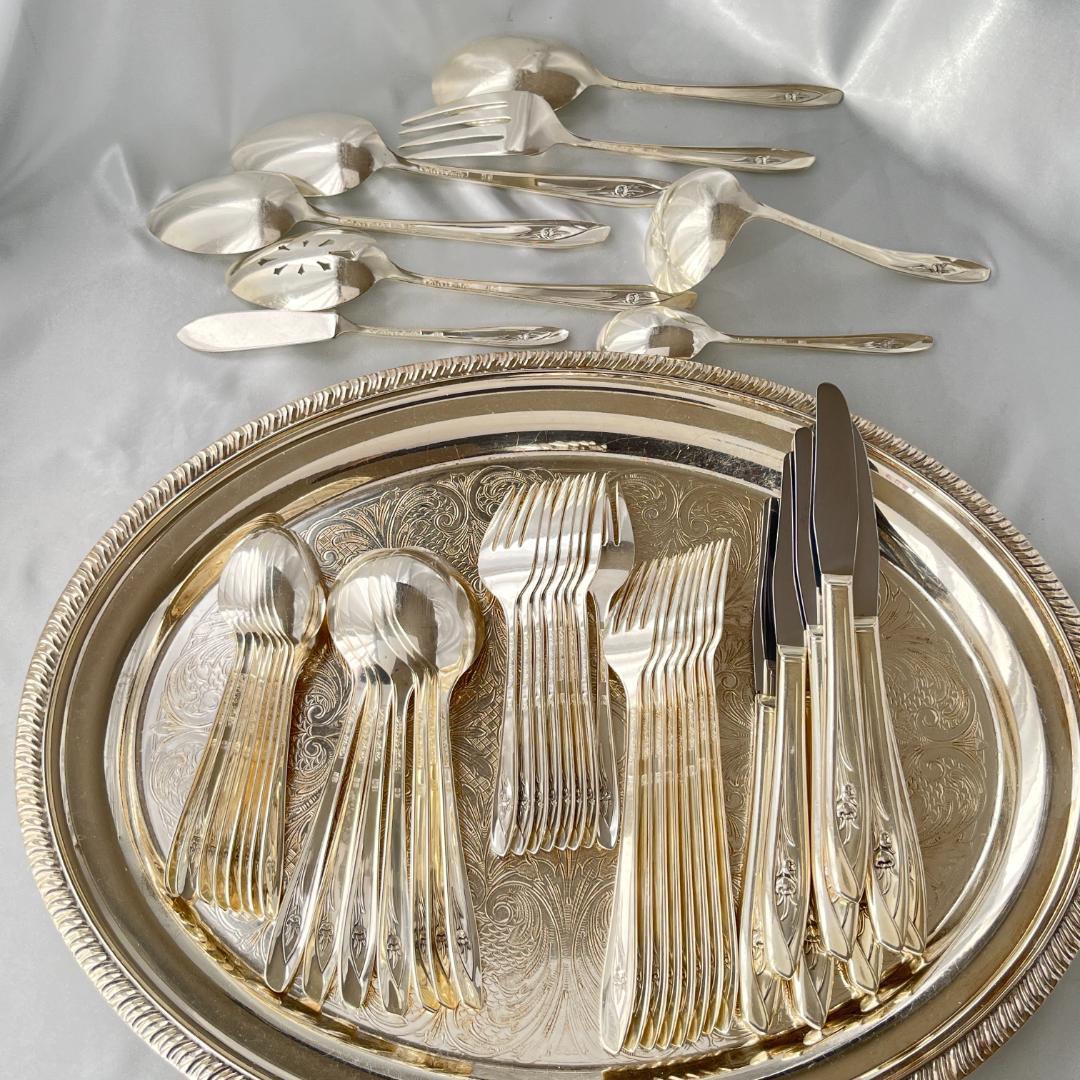 SILVER TULIP ディナーセット 8名用サーバー付き48本組