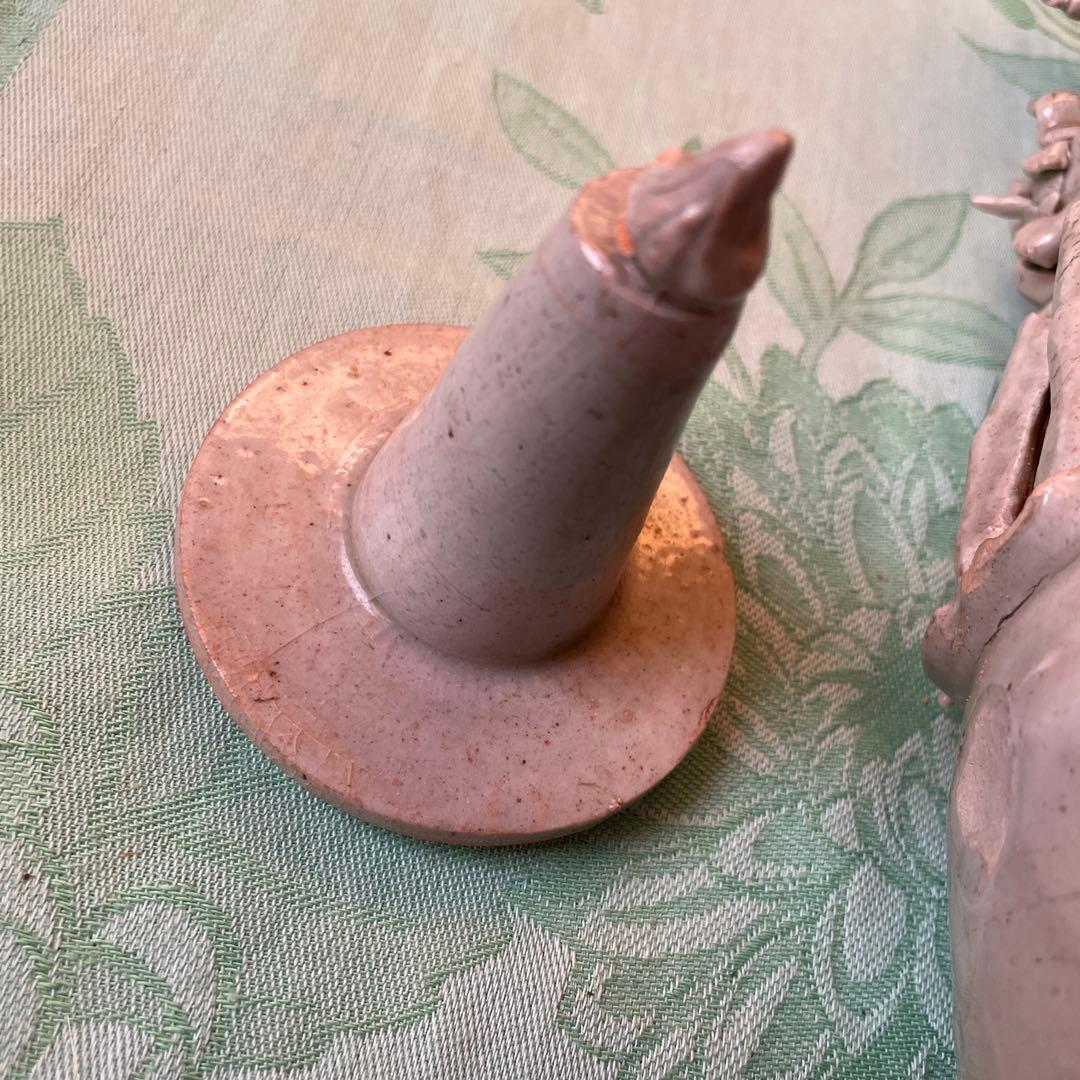 日月壺　蓋付き 白磁　発掘品　中国古阮 陶器の花瓶と鳥型