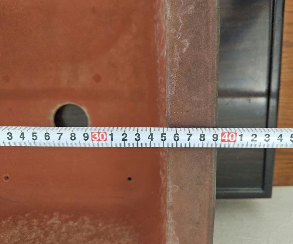 赤色長方形陶器鉢　希少サイズ　超大型 約61cmx39cm×20.5cm