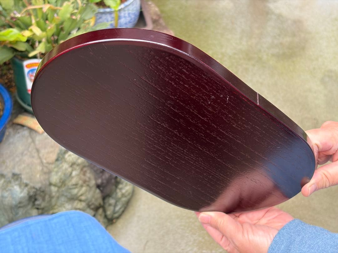 （まとめ買い希望）漆塗りダークブラウン楕円形盆