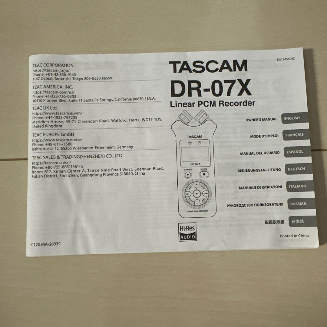 配信機器・PA機器・レコーディング機器 TASCAM DR-07X