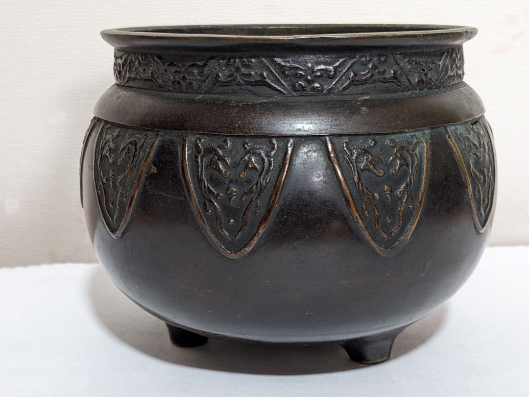 ♦江戸時代 三ツ足 香炉 火入 銅器 銅製 真鍮 コレクション骨董品アンティーク