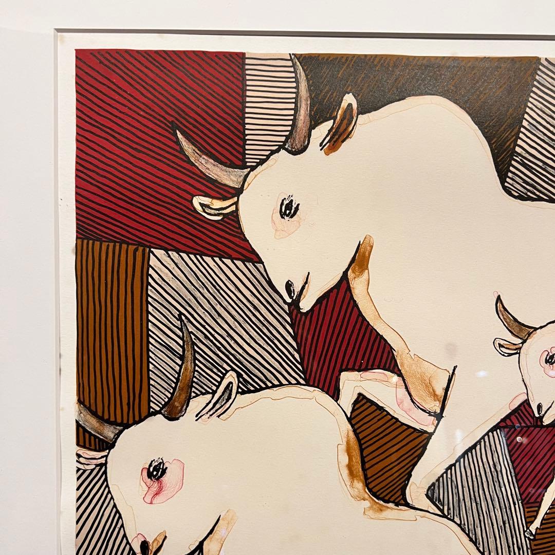 池田満寿夫 【白い牛】 リトグラフ 直筆サイン　エディッション94/150