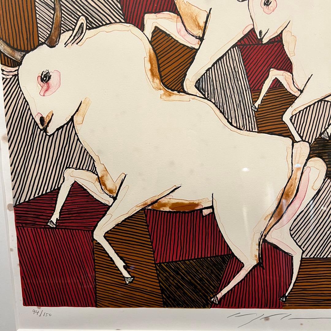 池田満寿夫 【白い牛】 リトグラフ 直筆サイン　エディッション94/150