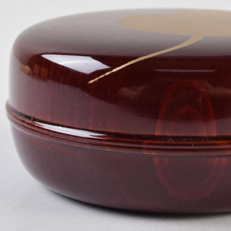 人間国宝　山下義人作　屋島神社古材　木地　呂塗　蕪蒔絵　香合　共箱　V　8927