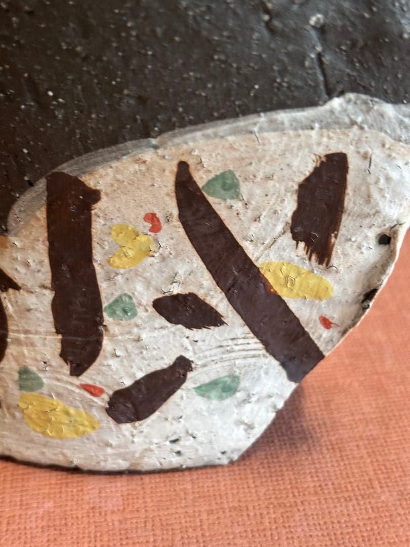 やまちゃん河井寛次郎作色絵草花文鶏形置物　森の一番鶏夜から朝へ　一品物