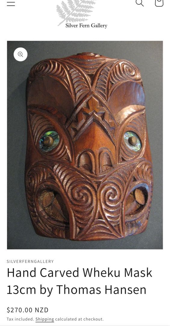 手彫り　マオリ族　お面　ニュージーランドの工芸品