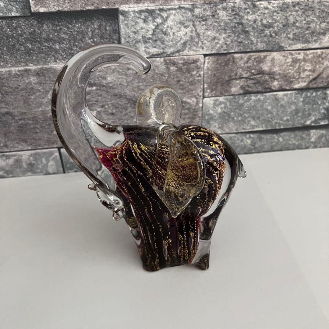 ヴェネチアングラス ムラーノ　murano ガラス置物　硝子細工　 象　ゾウ