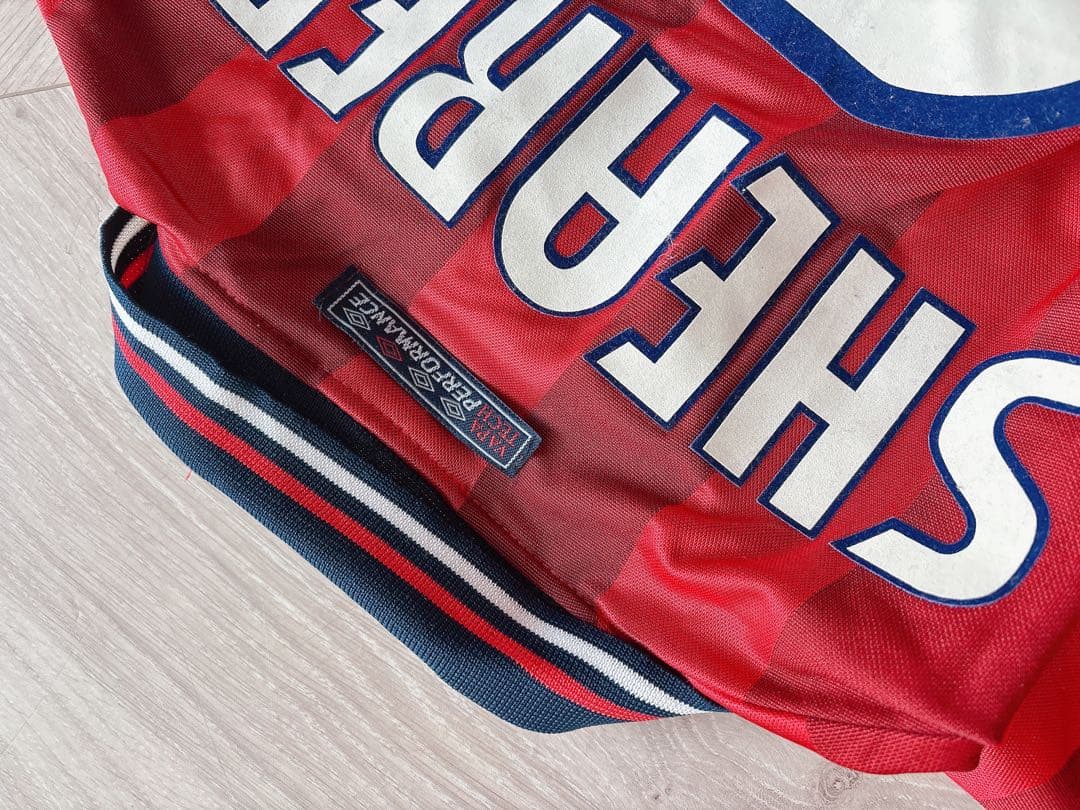 UMBRO イングランド代表アウェイユニフォーム 赤 ストライプ 襟付き 90'