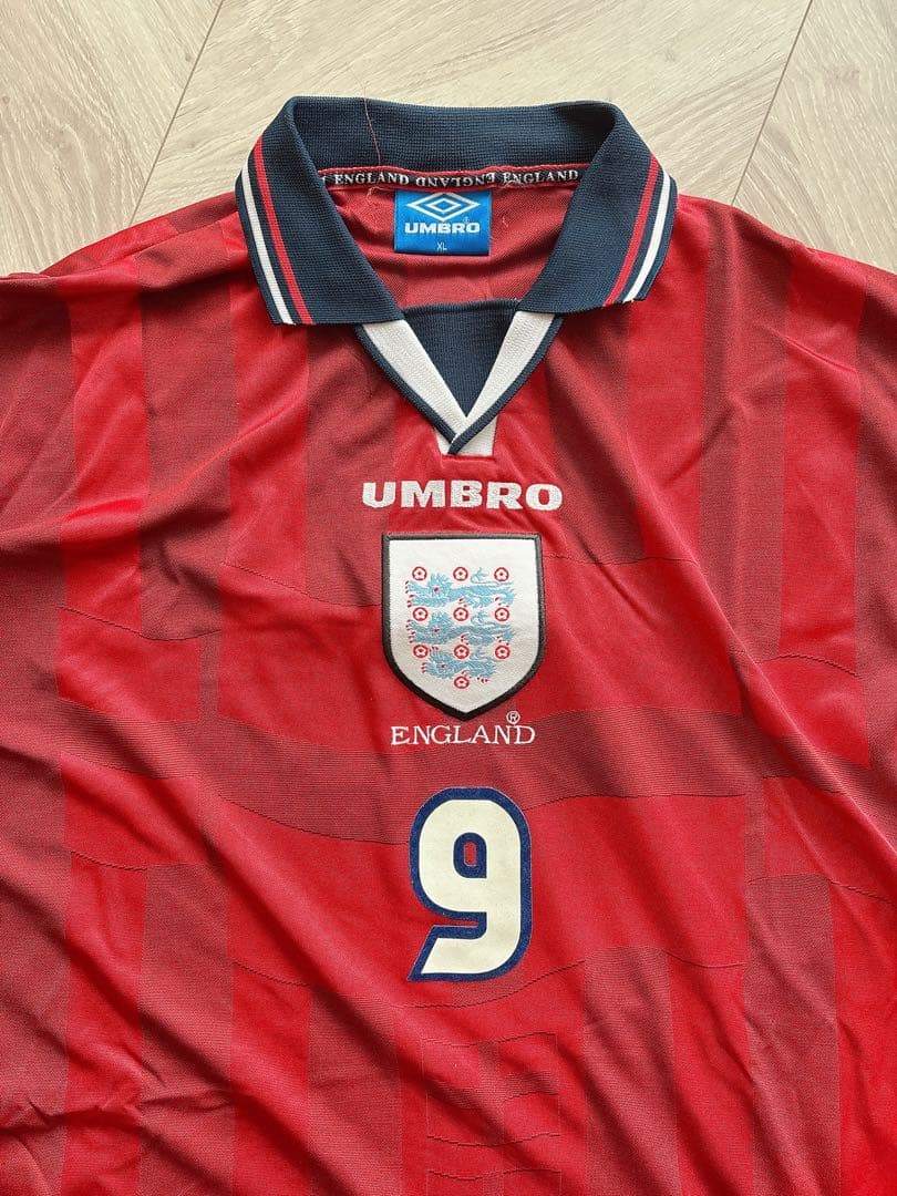 UMBRO イングランド代表アウェイユニフォーム 赤 ストライプ 襟付き 90'