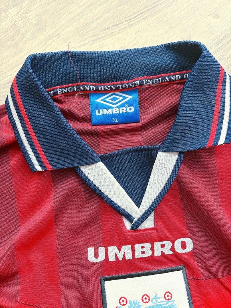 UMBRO イングランド代表アウェイユニフォーム 赤 ストライプ 襟付き 90'