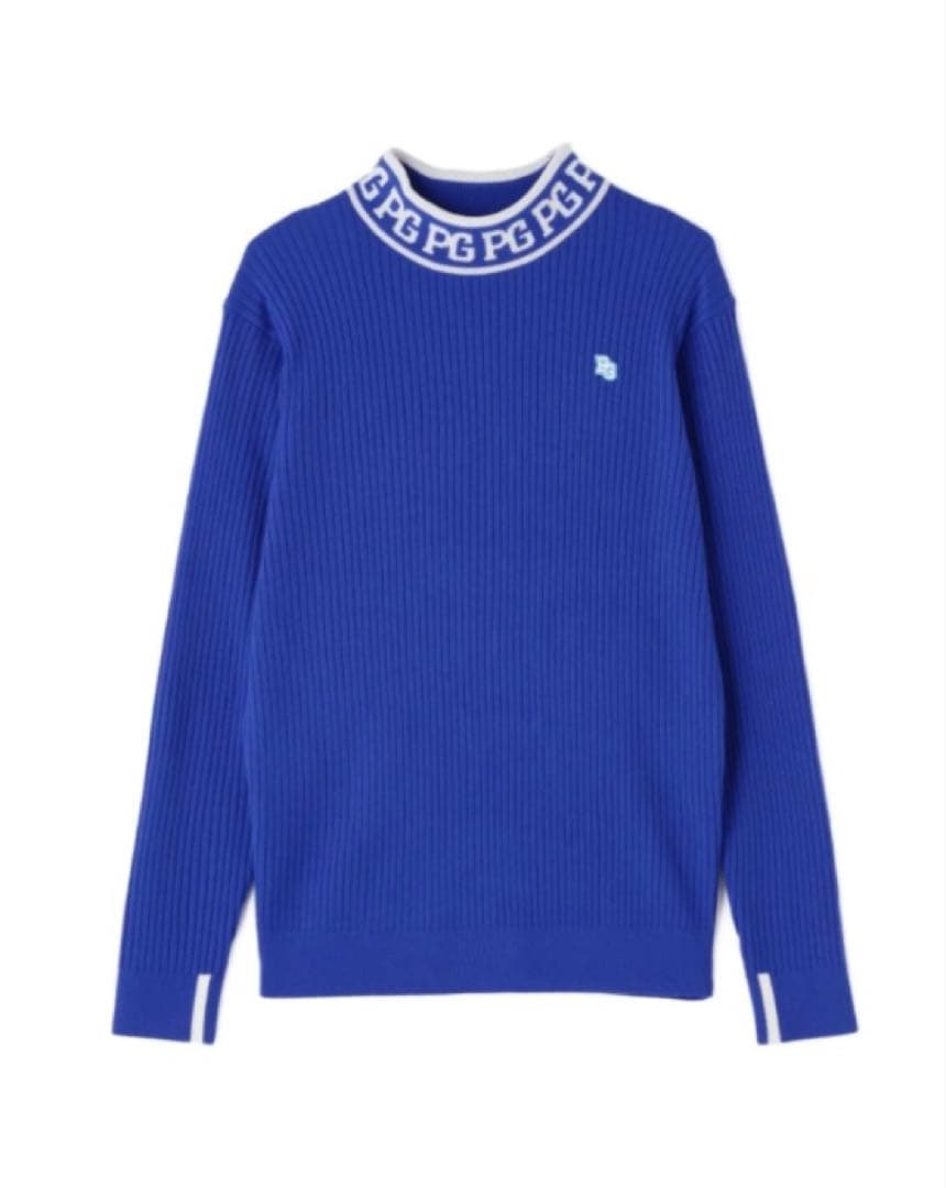 新品 パーリーゲイツ ウールカシミヤ ハイネックニット(5)サイズL/青