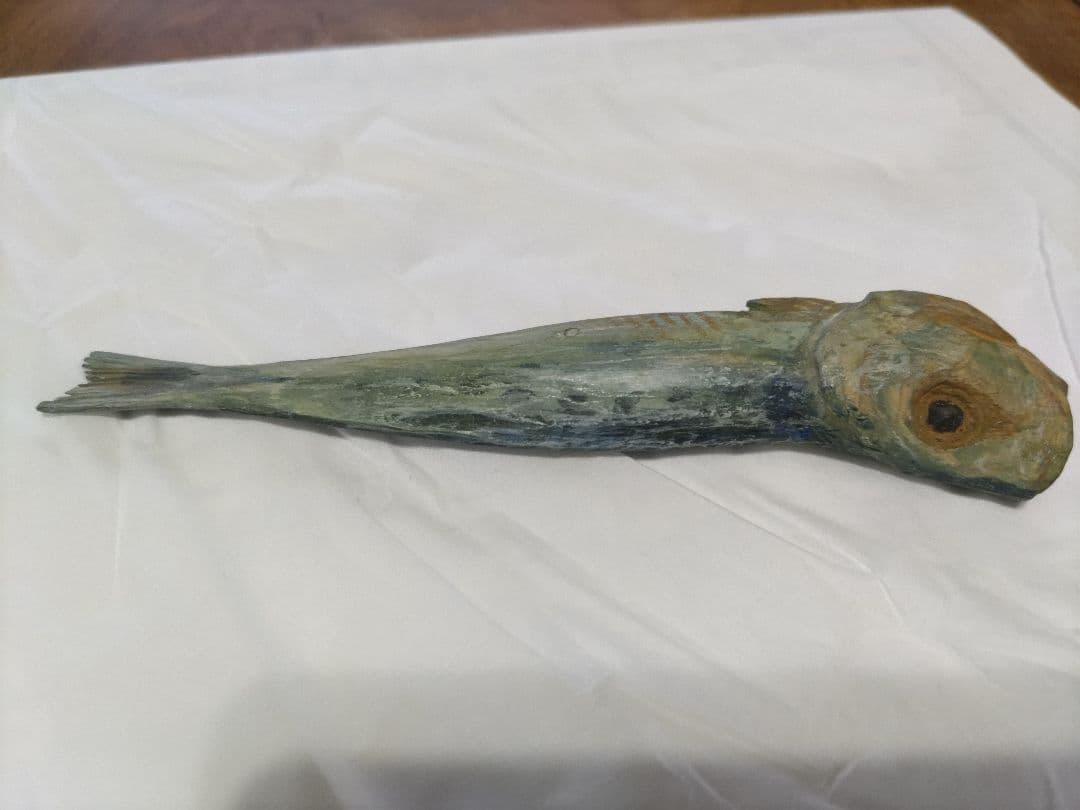 富永朝堂 木彫　干魚　見事な目刺鰯です！