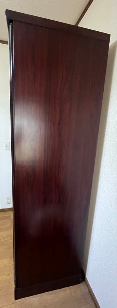 アンティーク 洋服タンス 収納 ダークブラウン 3扉 引き出し ミラー付き