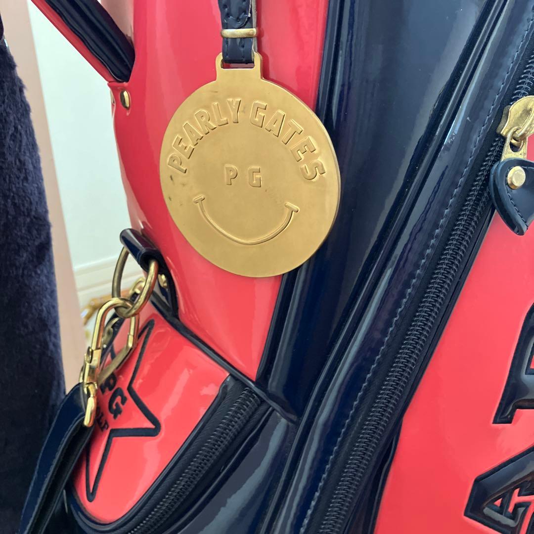 PEARLY GATES キャディバッグ ピンク/ネイビー　ニコちゃんマーク