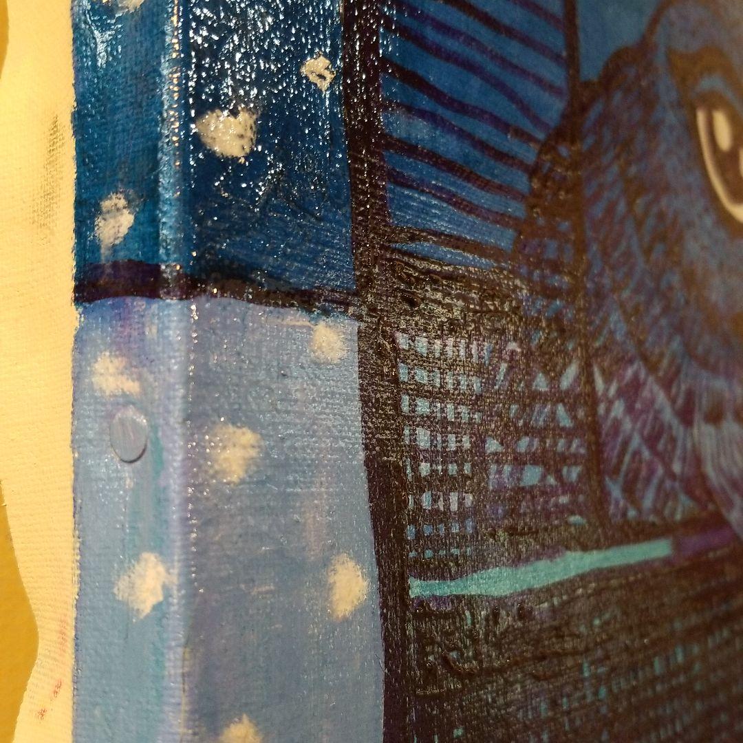 油絵　専用　さっそうと車に乗り込む鳥