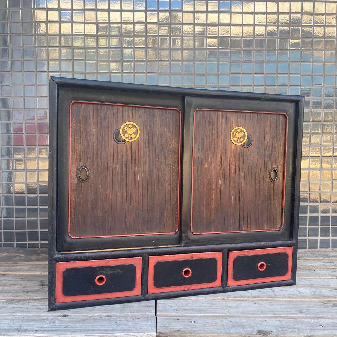 時代物 蒔絵 漆塗り飾り棚 骨董品 大正 大工 アンティーク家具 店舗什器