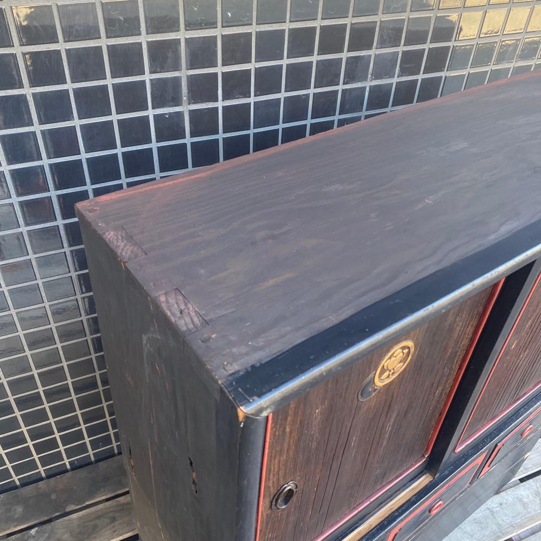時代物 蒔絵 漆塗り飾り棚 骨董品 大正 大工 アンティーク家具 店舗什器