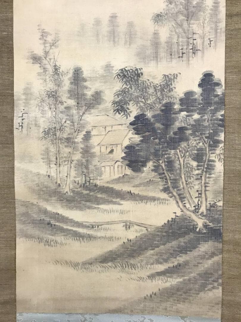 【真作】中林竹洞/米法山水図/幽居図/掛軸/名家伝来/AC-82