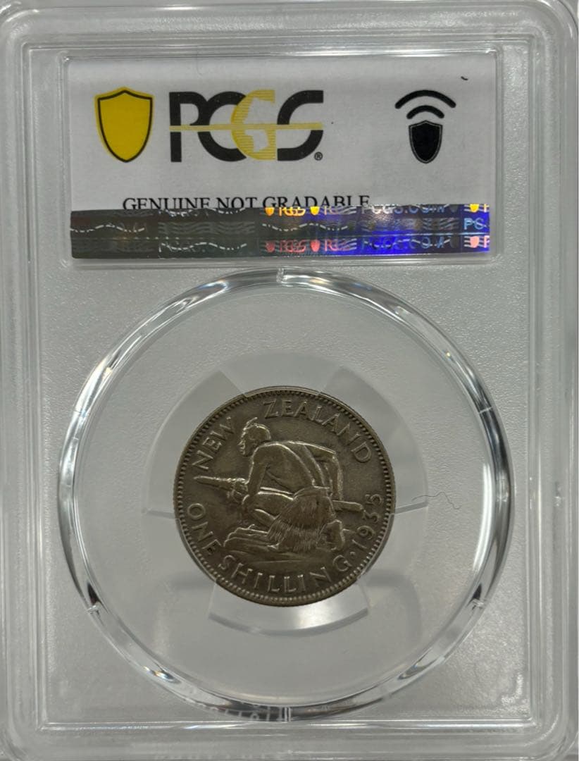 1935年特年ニュージーランドワイタンギ記念シリング銀貨ジョージ5世／マオリ戦士