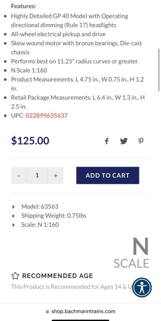 Bachmann Nゲージ ディーゼル機関車 - SANTA FE #3808